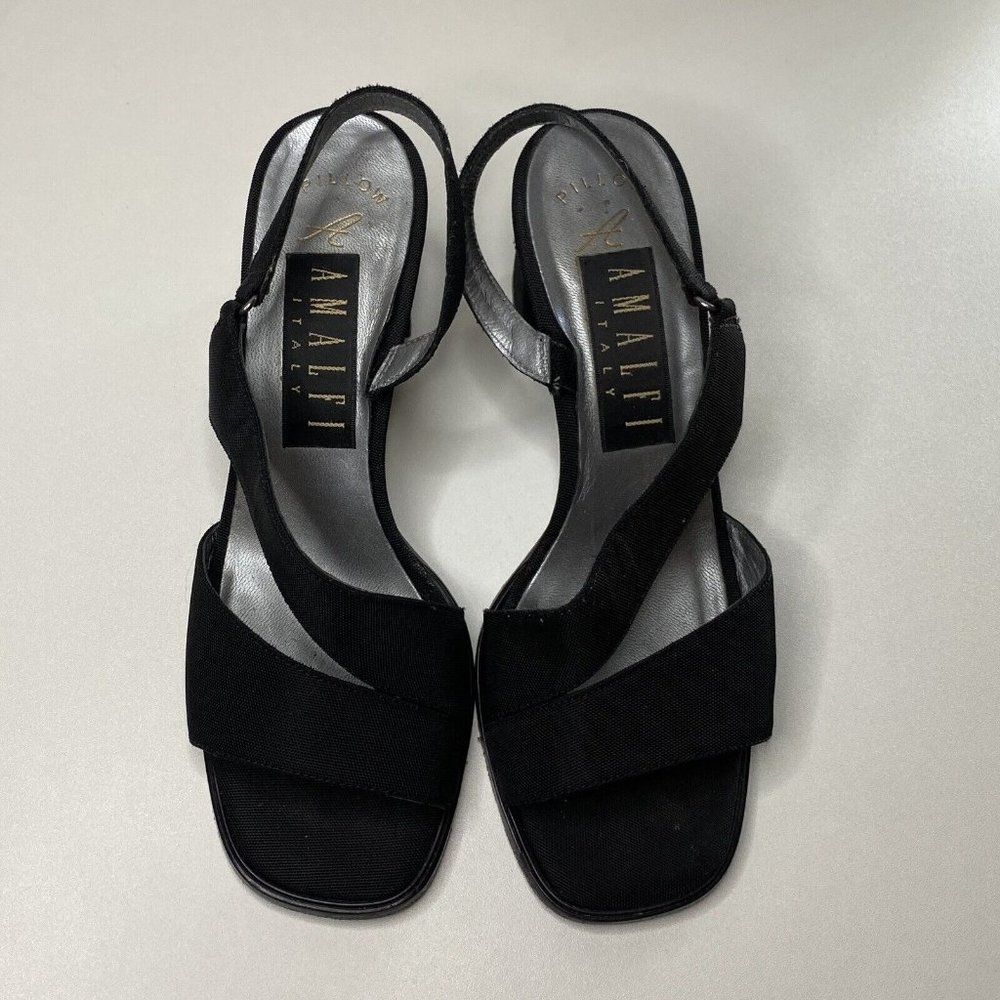 Vintage Amalfi Italy Slingback Block Heels Women’s Size 7 Black